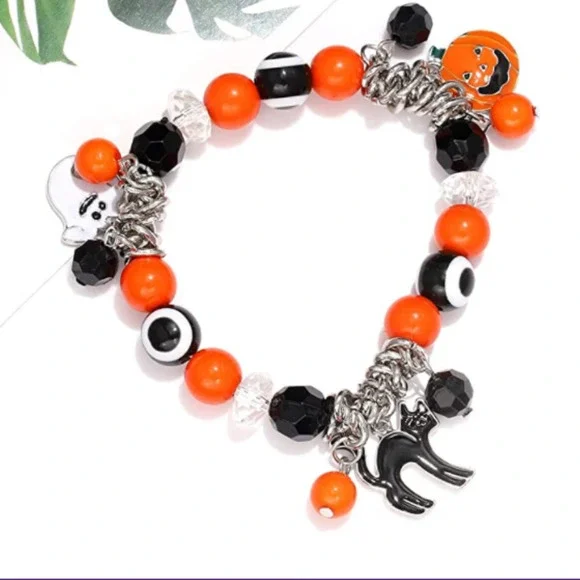 Charm Bracelets Halloween Bracelets Ghost Pumpkin Stretch Beaded Bracelet - Picture 6 of 6